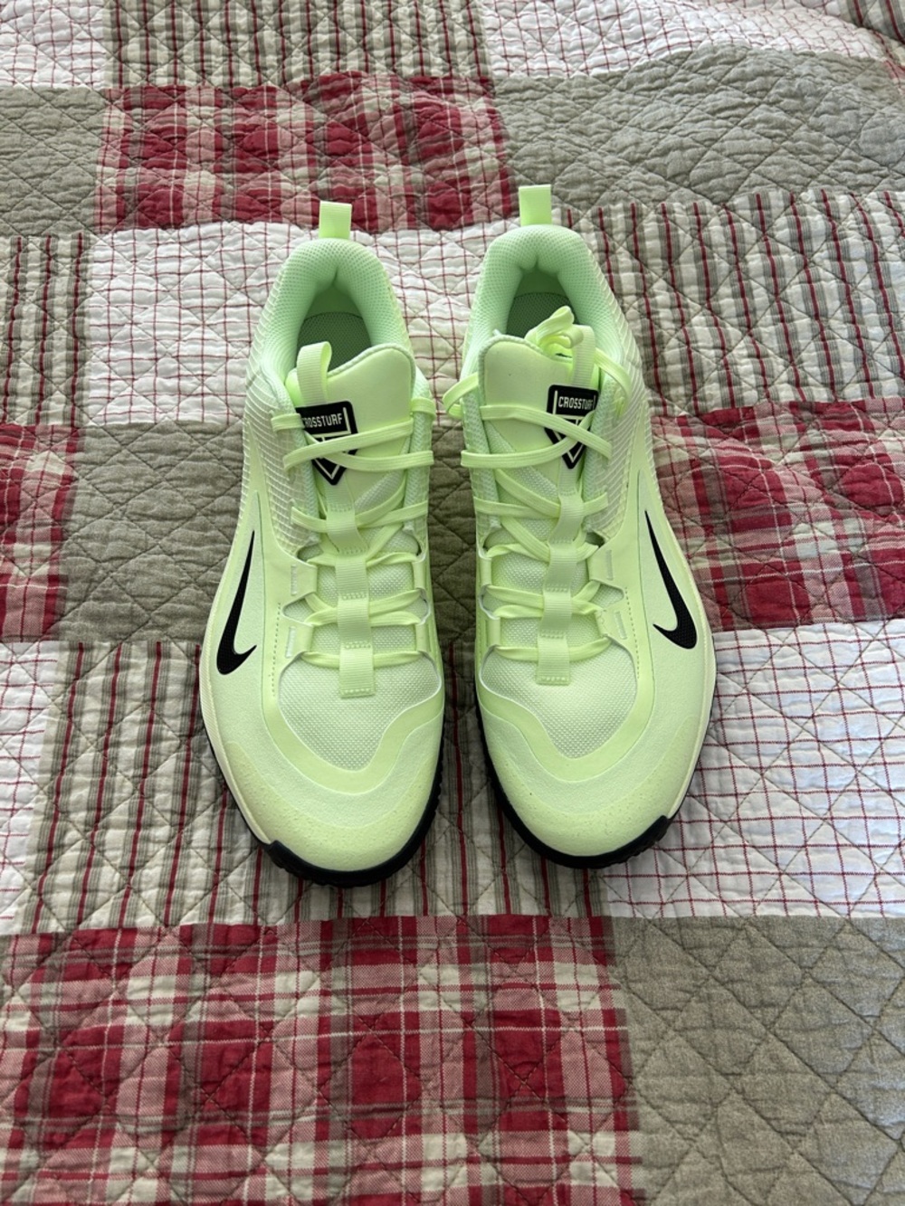 Nike Cross Turf Baseball Shoe Barely Volt/ with Black Swoosh
